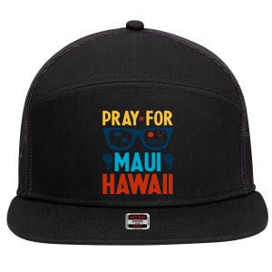 Retro Pray For Maui Support Hawaii Gift 7 Panel Mesh Trucker Snapback Hat