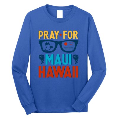 Retro Pray For Maui Support Hawaii Gift Long Sleeve Shirt