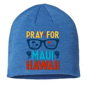 Retro Pray For Maui Support Hawaii Gift Sustainable Beanie