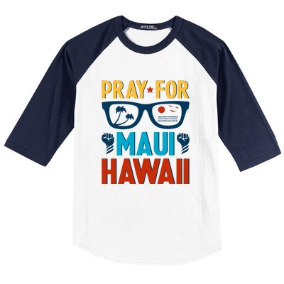 Retro Pray For Maui Support Hawaii Gift Baseball Sleeve Shirt