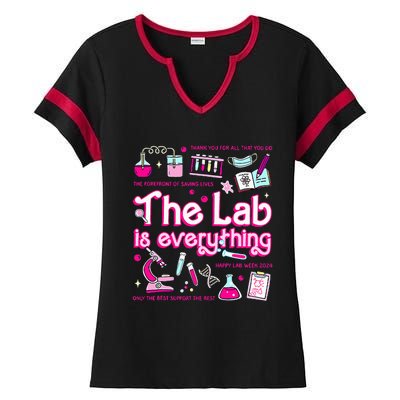 Retro Pink Funny Lab Is Everything Happy Lab Week 2024 Ladies Halftime Notch Neck Tee