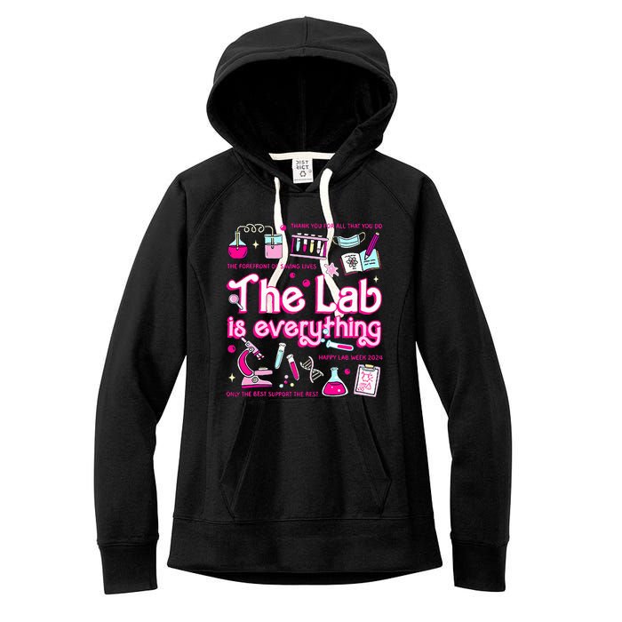 Retro Pink Funny Lab Is Everything Happy Lab Week 2024 Women's Fleece Hoodie