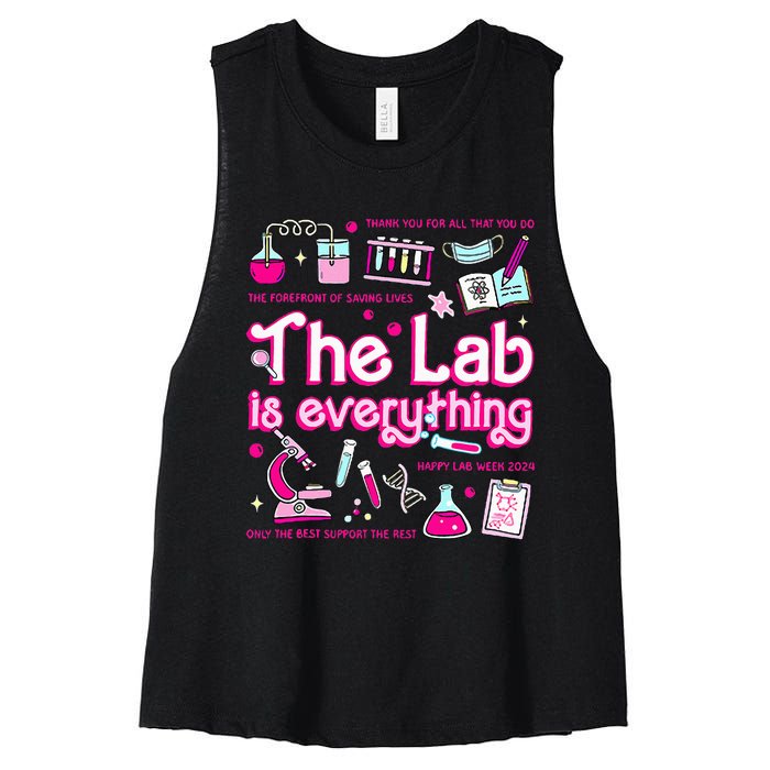 Retro Pink Funny Lab Is Everything Happy Lab Week 2024 Women's Racerback Cropped Tank