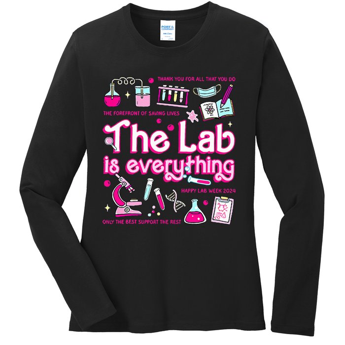 Retro Pink Funny Lab Is Everything Happy Lab Week 2024 Ladies Long Sleeve Shirt