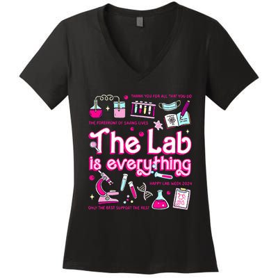 Retro Pink Funny Lab Is Everything Happy Lab Week 2024 Women's V-Neck T-Shirt