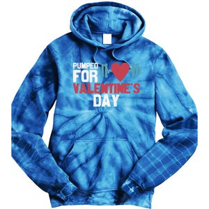 Retro Pumped For Funny Valentines Day Gym Workout Fitness Gift Tie Dye Hoodie