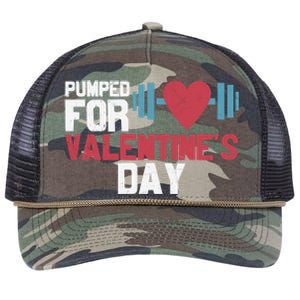 Retro Pumped For Funny Valentines Day Gym Workout Fitness Gift Retro Rope Trucker Hat Cap