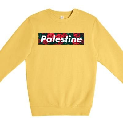 Red Palestine Free Palestine Free Gaza Palestine Flag Arabic Great Gift Premium Crewneck Sweatshirt