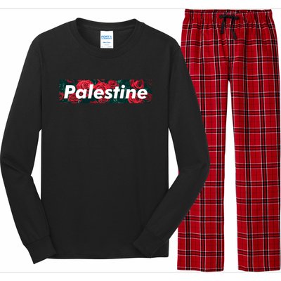 Red Palestine Free Palestine Free Gaza Palestine Flag Arabic Great Gift Long Sleeve Pajama Set