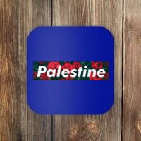 Red Palestine Free Palestine Free Gaza Palestine Flag Arabic Great Gift Coaster