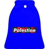 Red Palestine Free Palestine Free Gaza Palestine Flag Arabic Great Gift Ceramic Bell Ornament