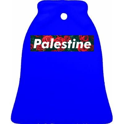 Red Palestine Free Palestine Free Gaza Palestine Flag Arabic Great Gift Ceramic Bell Ornament