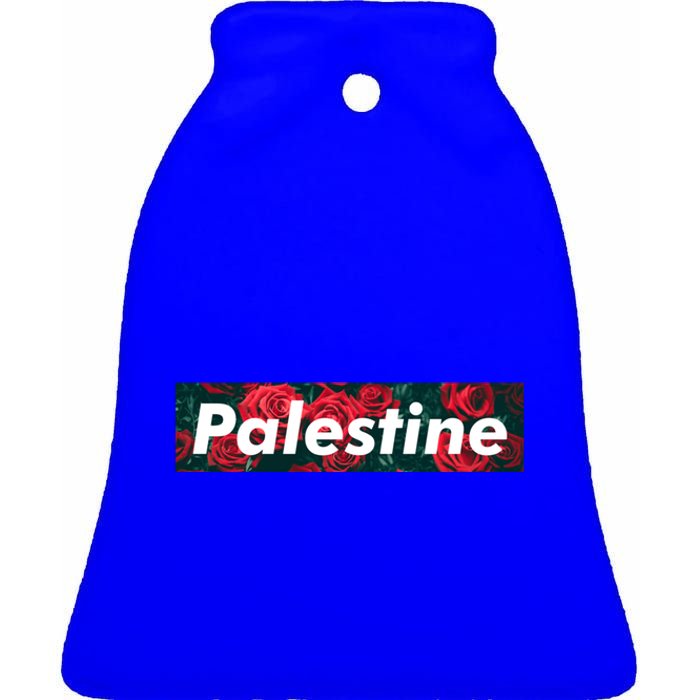 Red Palestine Free Palestine Free Gaza Palestine Flag Arabic Great Gift Ceramic Bell Ornament