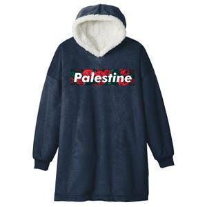 Red Palestine Free Palestine Free Gaza Palestine Flag Arabic Great Gift Hooded Wearable Blanket