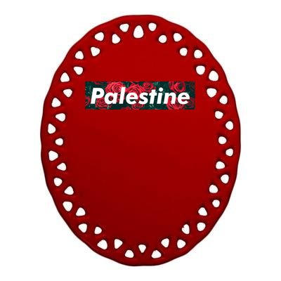 Red Palestine Free Palestine Free Gaza Palestine Flag Arabic Great Gift Ceramic Oval Ornament