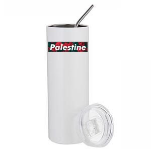 Red Palestine Free Palestine Free Gaza Palestine Flag Arabic Great Gift Stainless Steel Tumbler