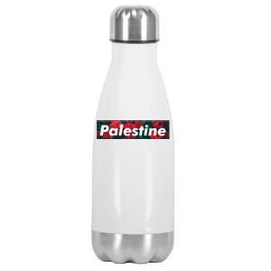 Red Palestine Free Palestine Free Gaza Palestine Flag Arabic Great Gift Stainless Steel Insulated Water Bottle