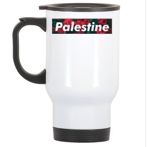 Red Palestine Free Palestine Free Gaza Palestine Flag Arabic Great Gift Stainless Steel Travel Mug