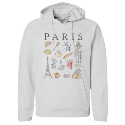 Ratatouille Paris Food & Places Collage Performance Fleece Hoodie