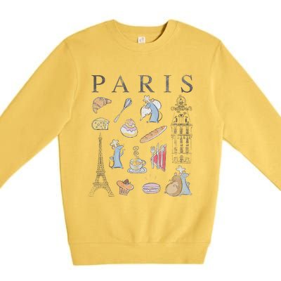 Ratatouille Paris Food & Places Collage Premium Crewneck Sweatshirt