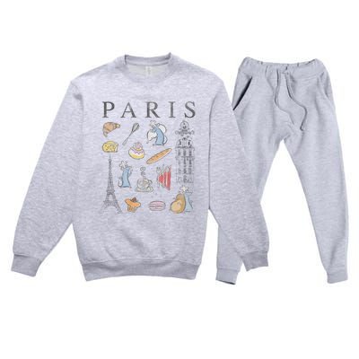 Ratatouille Paris Food & Places Collage Premium Crewneck Sweatsuit Set