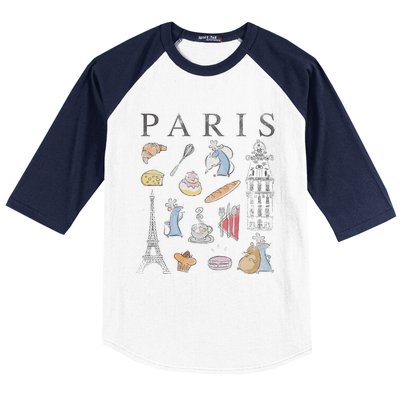 Ratatouille Paris Food & Places Collage Baseball Sleeve Shirt