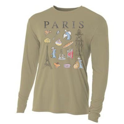 Ratatouille Paris Food & Places Collage Cooling Performance Long Sleeve Crew