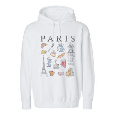 Ratatouille Paris Food & Places Collage Garment-Dyed Fleece Hoodie