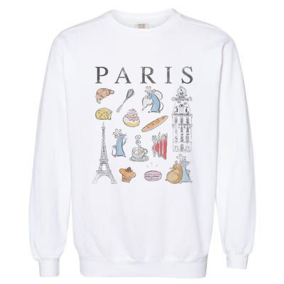 Ratatouille Paris Food & Places Collage Garment-Dyed Sweatshirt