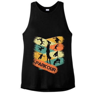 Retro Parkour For Boy Silhouette Vintage Free Running Ladies PosiCharge Tri-Blend Wicking Tank