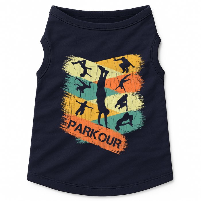 Retro Parkour For Boy Silhouette Vintage Free Running Doggie Tank