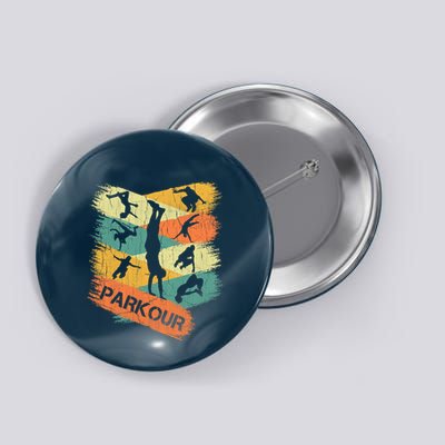 Retro Parkour For Boy Silhouette Vintage Free Running Button