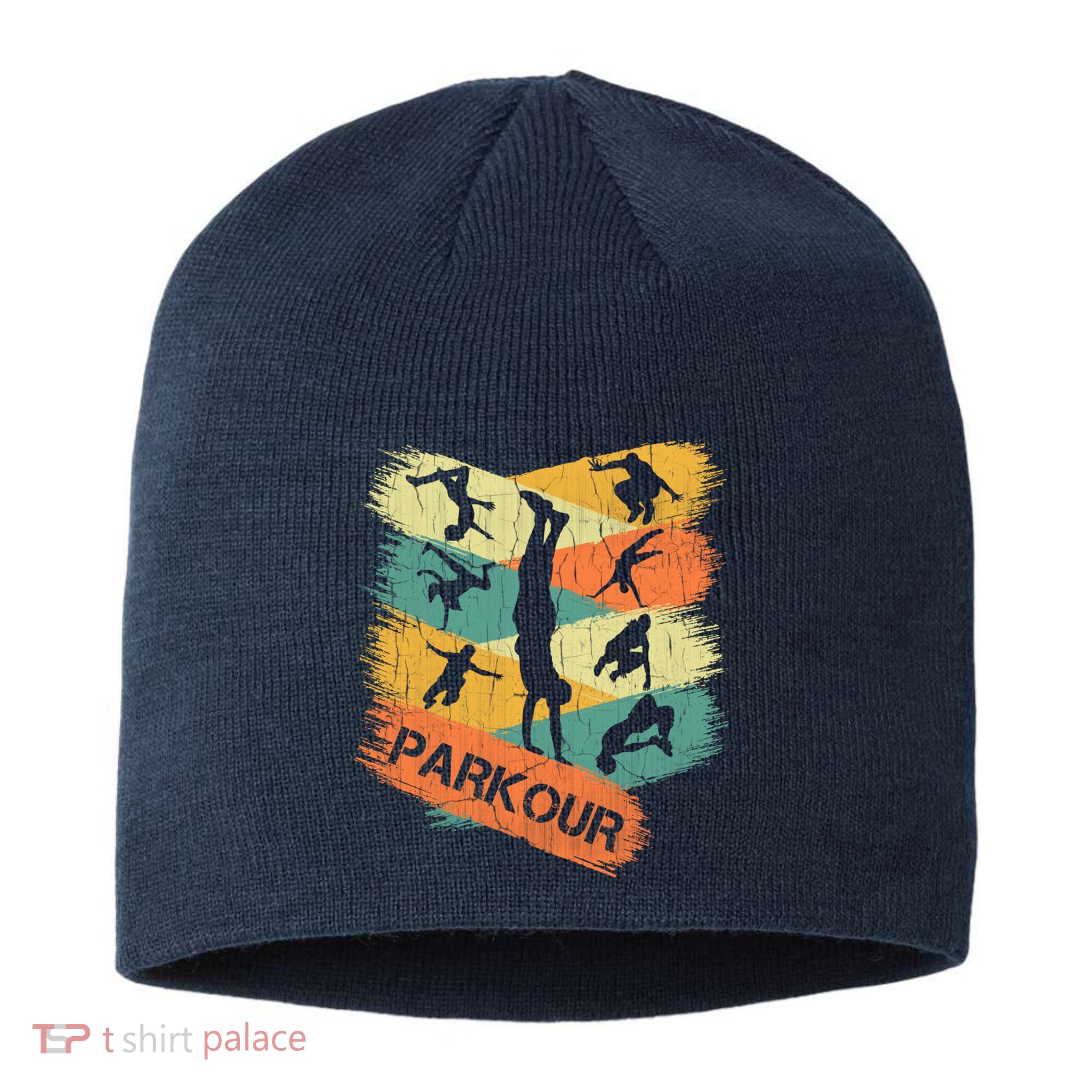 Retro Parkour For Boy Silhouette Vintage Free Running Sustainable Beanie