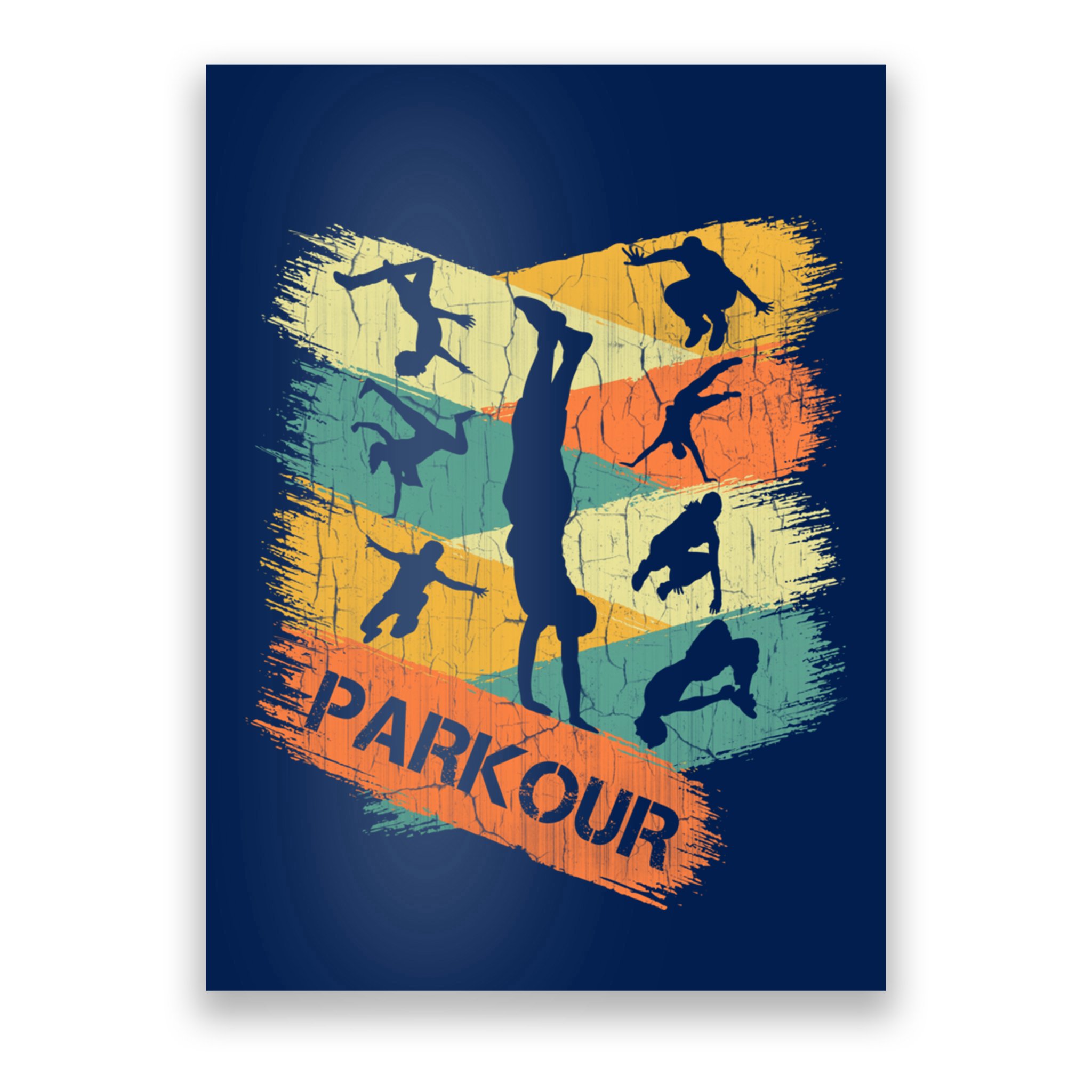 Retro Parkour For Boy Silhouette Vintage Free Running Poster