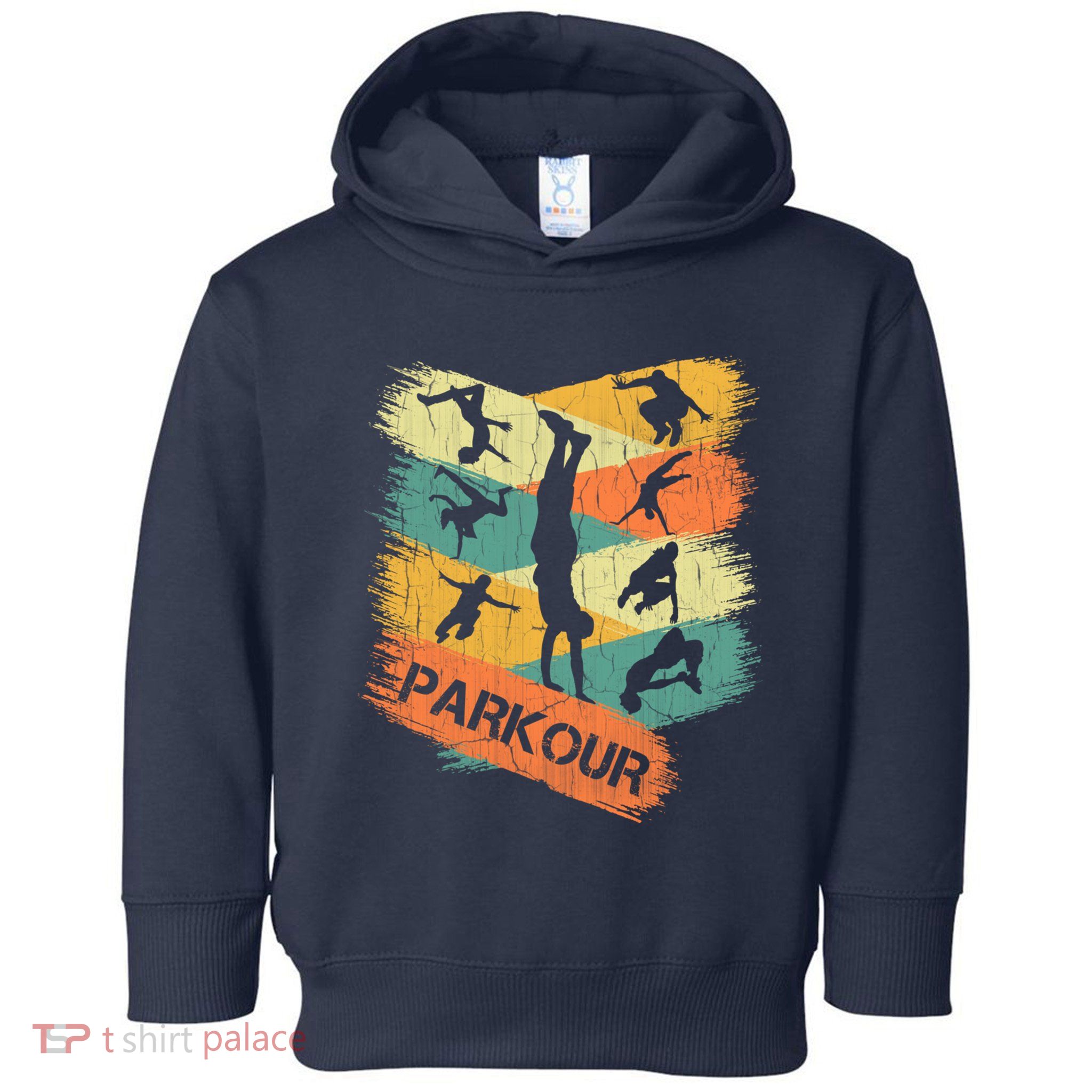 Retro Parkour For Boy Silhouette Vintage Free Running Toddler Hoodie