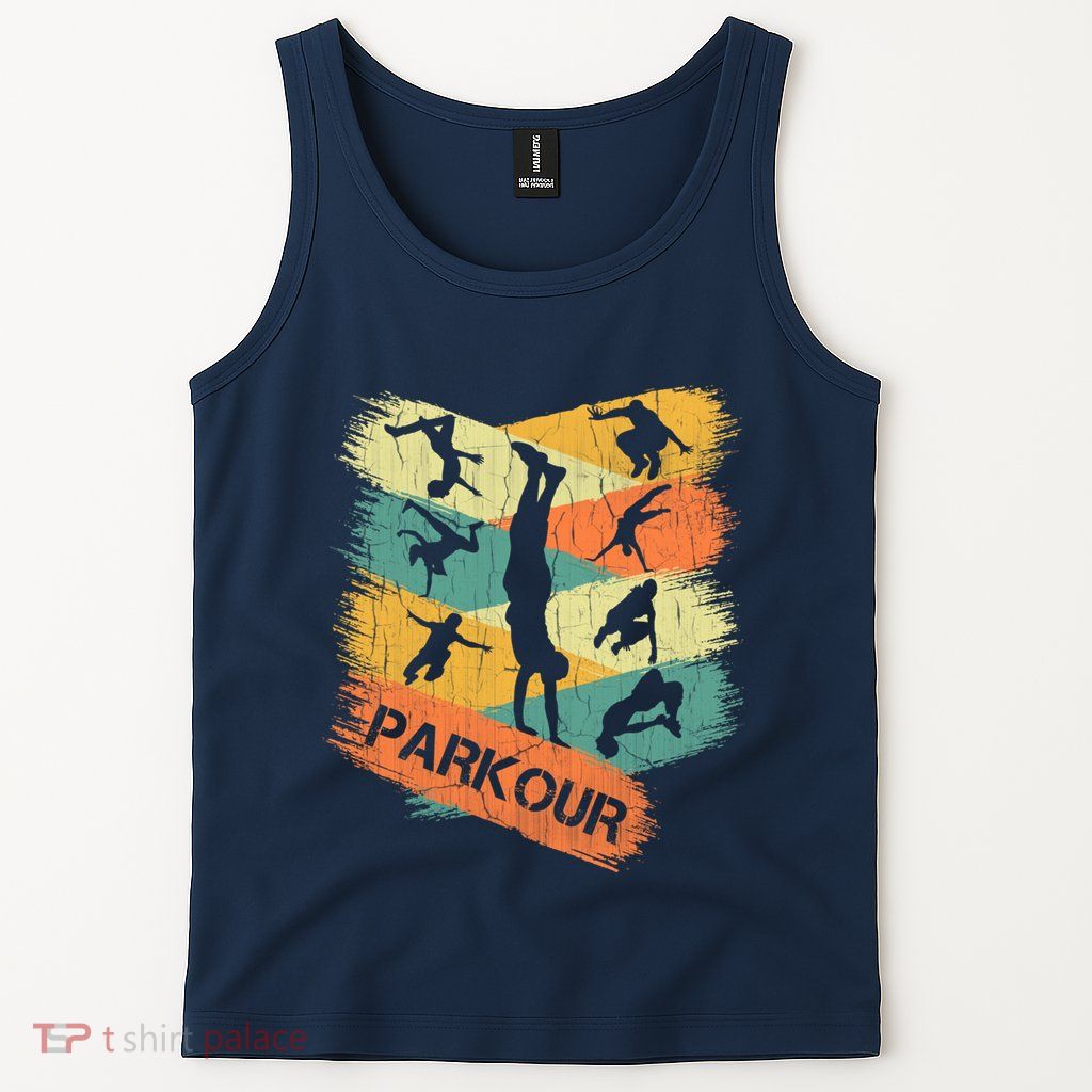 Retro Parkour For Boy Silhouette Vintage Free Running Tank Top