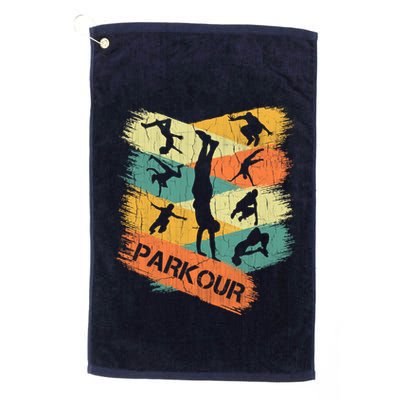 Retro Parkour For Boy Silhouette Vintage Free Running Golf Towel