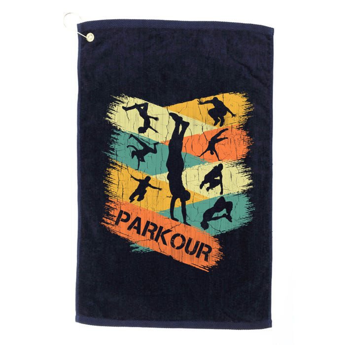 Retro Parkour For Boy Silhouette Vintage Free Running Golf Towel
