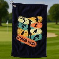 Retro Parkour For Boy Silhouette Vintage Free Running Golf Towel