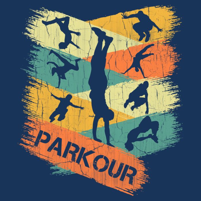 Retro Parkour For Boy Silhouette Vintage Free Running Golf Towel