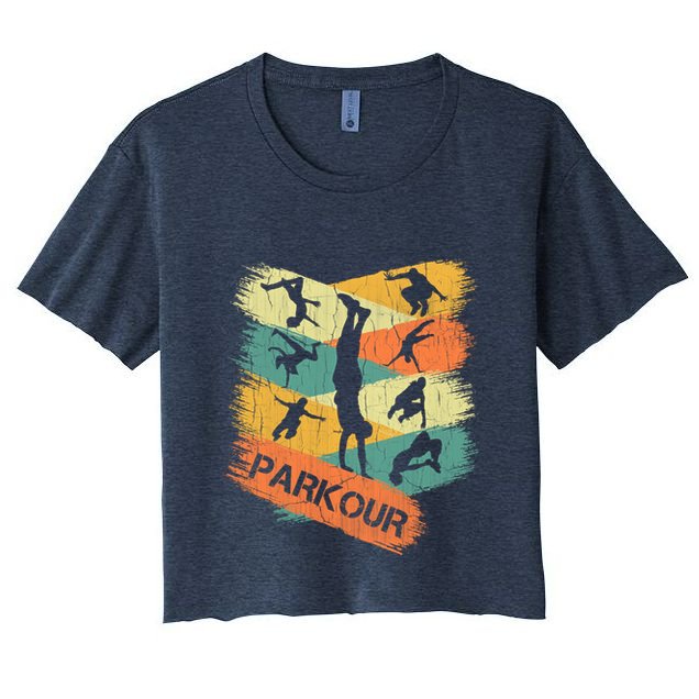 Retro Parkour For Boy Silhouette Vintage Free Running Crop Top