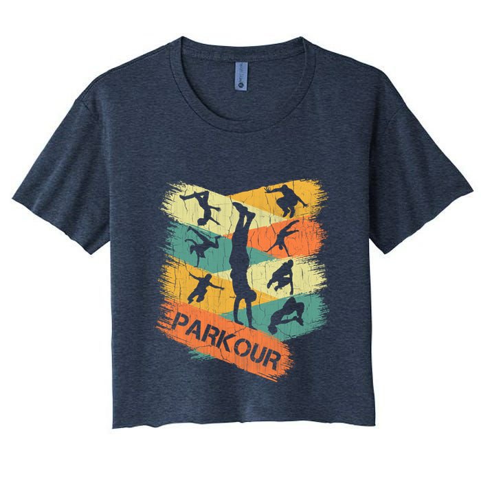 Retro Parkour For Boy Silhouette Vintage Free Running Crop Top