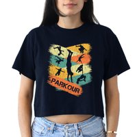 Retro Parkour For Boy Silhouette Vintage Free Running Crop Top