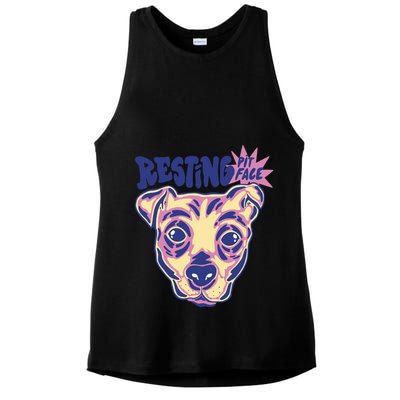Resting Pit Face Funny Pit Bull Dog Ladies PosiCharge Tri-Blend Wicking Tank
