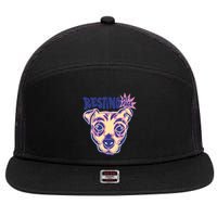 Resting Pit Face Funny Pit Bull Dog 7 Panel Mesh Trucker Snapback Hat