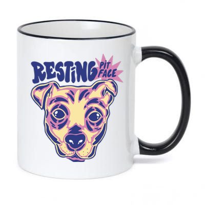 Resting Pit Face Funny Pit Bull Dog 11oz Black Color Changing Mug