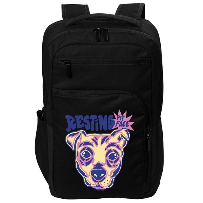 Resting Pit Face Funny Pit Bull Dog Impact Tech Backpack