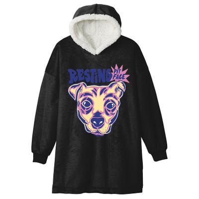 Resting Pit Face Funny Pit Bull Dog Hooded Wearable Blanket