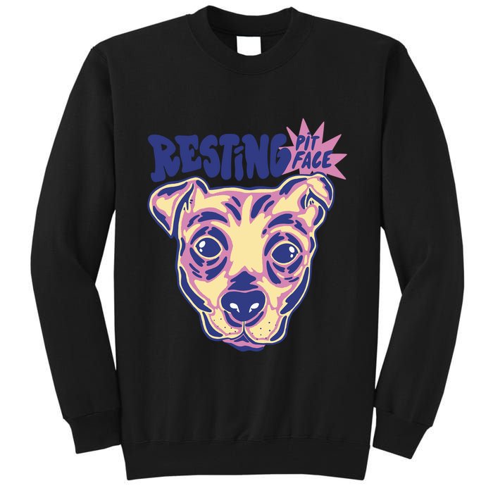 Resting Pit Face Funny Pit Bull Dog Tall Sweatshirt