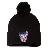 Resting Pit Face Funny Pit Bull Dog Pom Pom 12in Knit Beanie